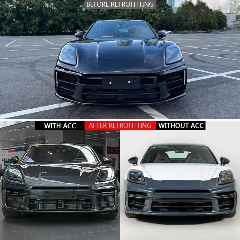 2024-2025 Front Bumper with Daytime Running Lights Fog Light Cut-Outs for Panamera Upgrade 976 Turbo